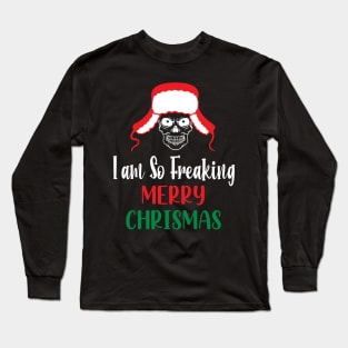 I Am So Freaking Merry Christmas Skull - Funny Santa Clause Skull Long Sleeve T-Shirt